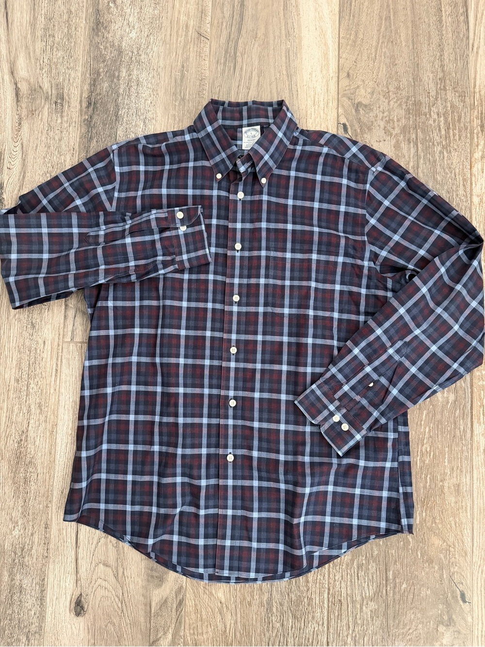 Classic Brooks Brothers Regent Men’s Button-Down Plaid Shirt - Blue plaid USA